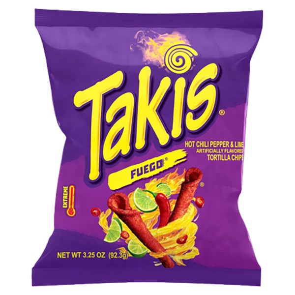 TAKIS FUEGO HOT CHILLI PEPPER & LIME TORTILLA CHIPS 92.3G