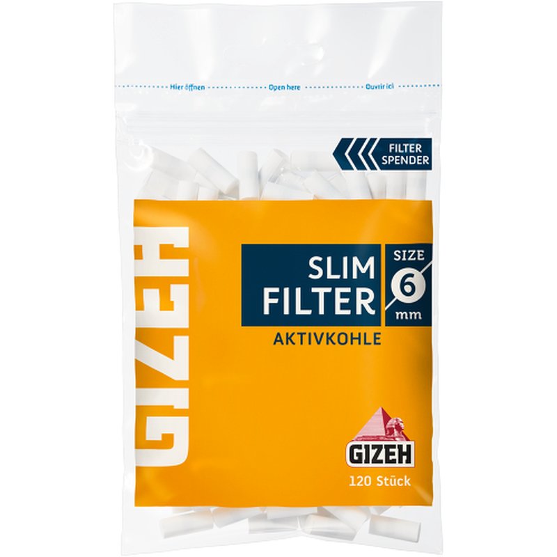 Aktivkohlefilter 6mm 34Stk Gizeh Slim Zigarettenfilter Active