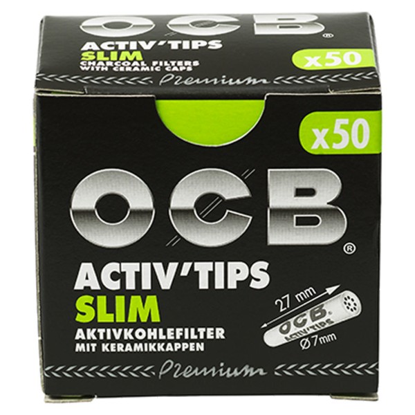 OCB PREMIUM AKTIVKOHLEFILTER SLIM 7MM 50 STK.